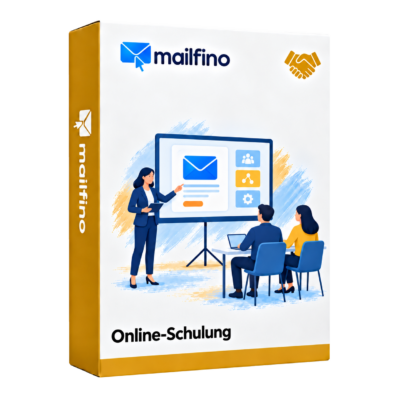 Symbolische Verpackung für die Dienstleistung mailfino Online-Schulung